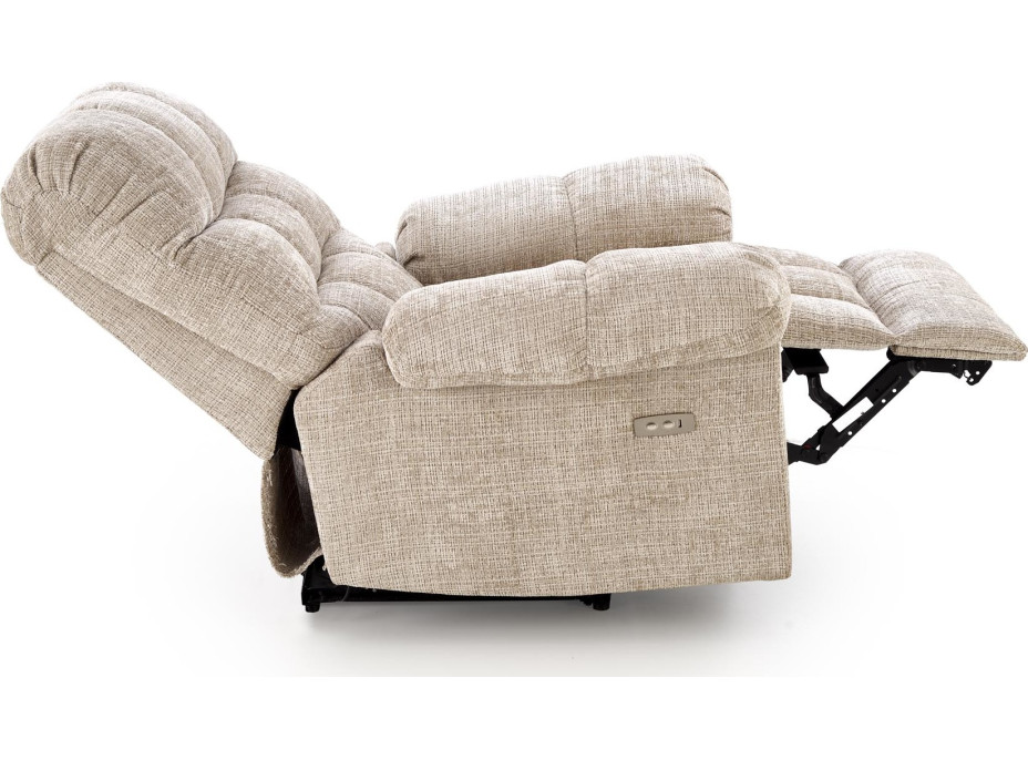 Elektrické polohovací křeslo AMORE - čalouněné látkou - béžové