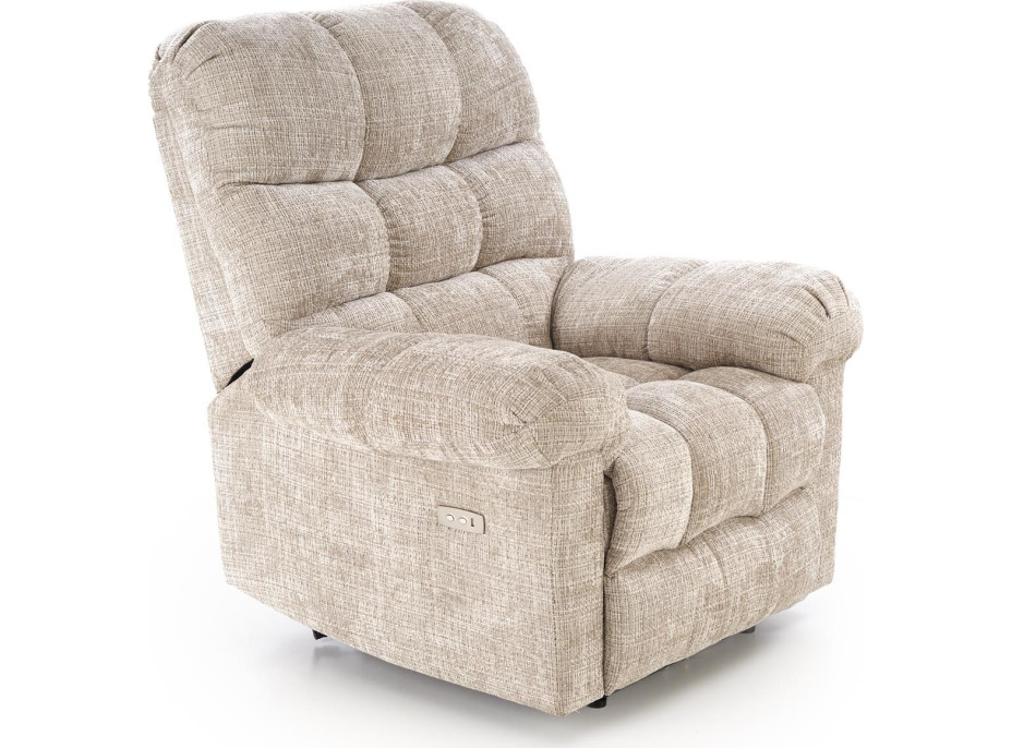 Elektrické polohovací křeslo AMORE - čalouněné látkou - béžové