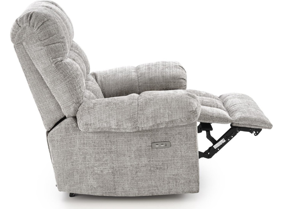 Elektrické polohovací křeslo AMORE - čalouněné látkou - popelavě šedé