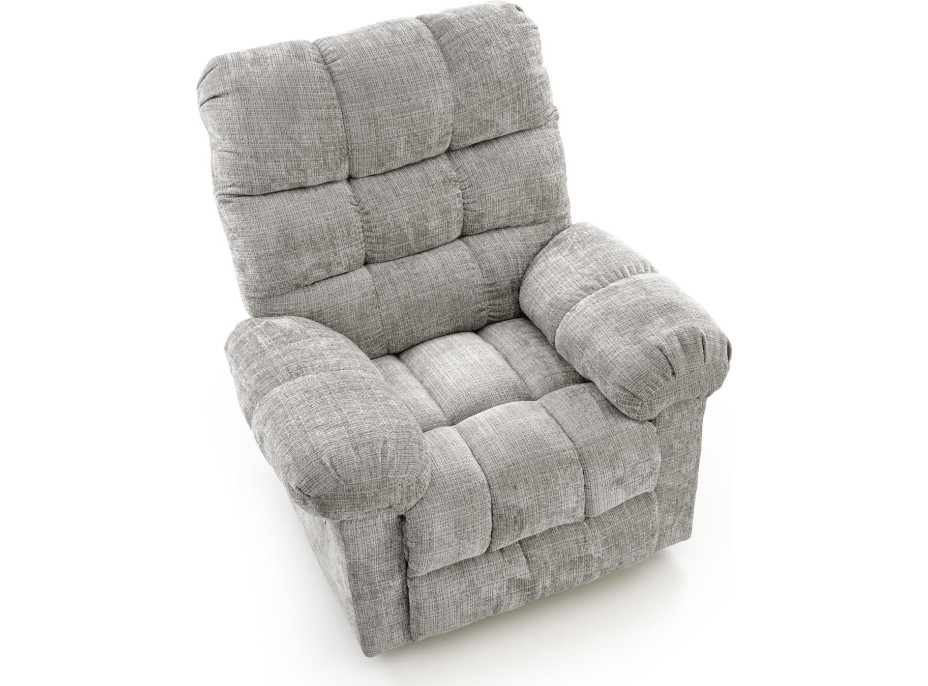 Elektrické polohovací křeslo AMORE - čalouněné látkou - popelavě šedé