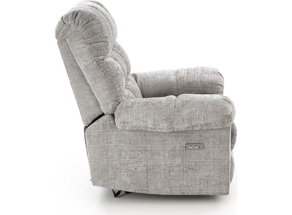 Elektrické polohovací křeslo AMORE - čalouněné látkou - popelavě šedé