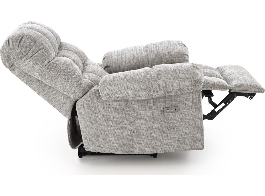 Elektrické polohovací křeslo AMORE - čalouněné látkou - popelavě šedé