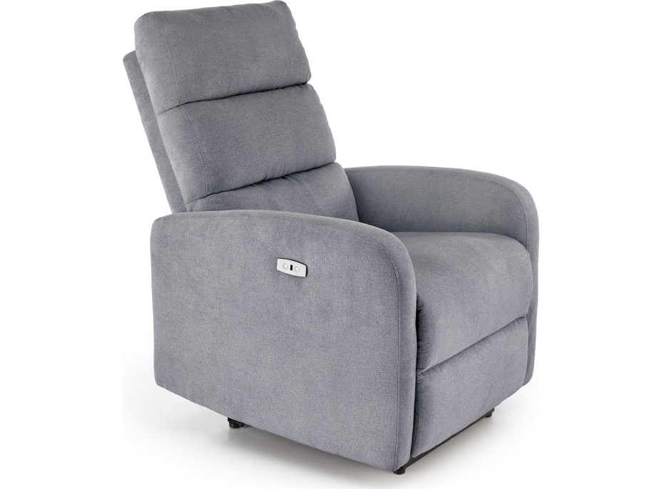 Elektrické polohovací křeslo CARINIO - čalouněné látkou - popelavě šedé