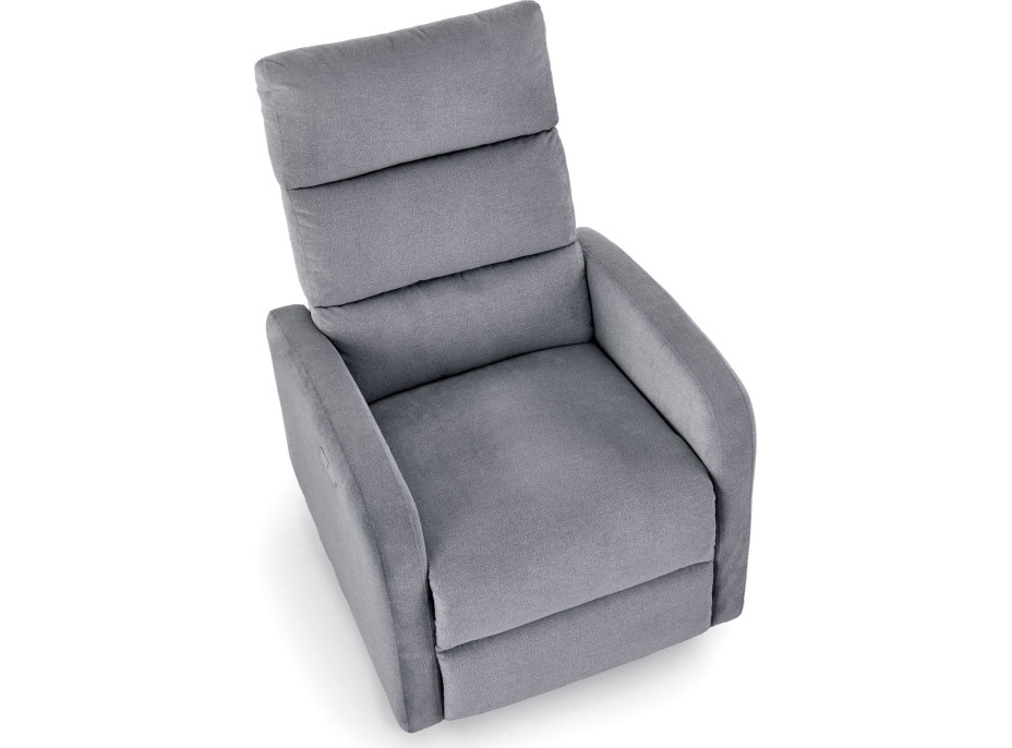 Elektrické polohovací křeslo CARINIO - čalouněné látkou - popelavě šedé