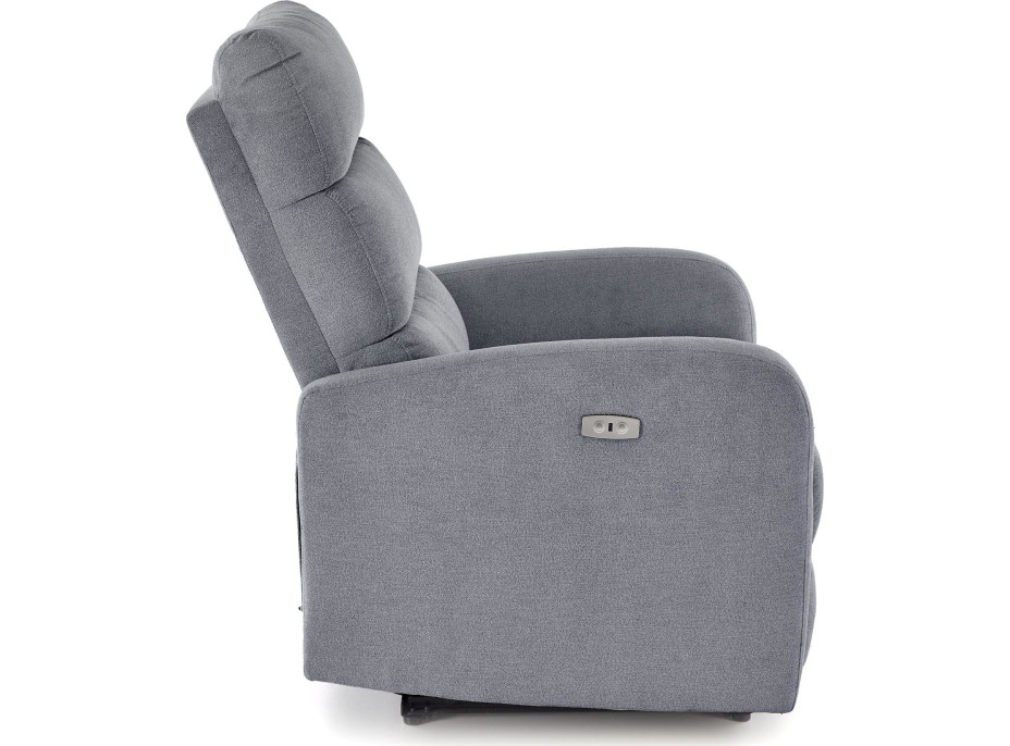 Elektrické polohovací křeslo CARINIO - čalouněné látkou - popelavě šedé