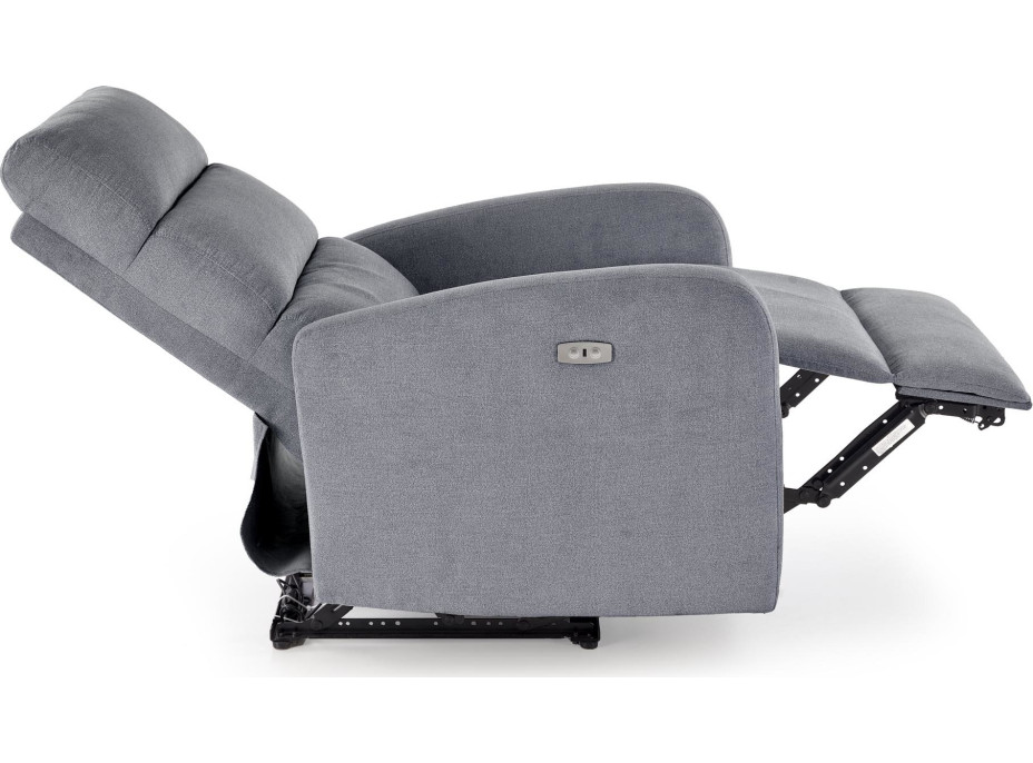 Elektrické polohovací křeslo CARINIO - čalouněné látkou - popelavě šedé