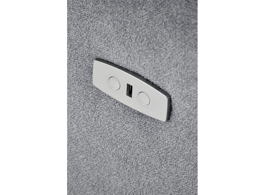 Elektrické polohovací křeslo CARINIO - čalouněné látkou - popelavě šedé