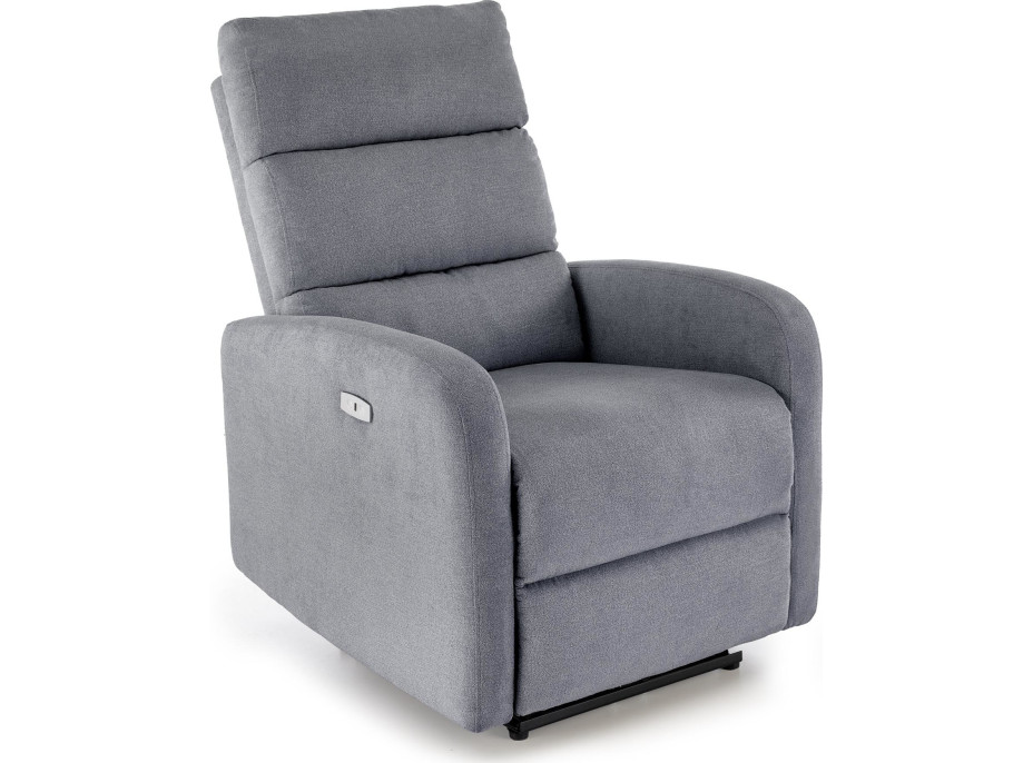 Elektrické polohovací křeslo CARINIO - čalouněné látkou - popelavě šedé