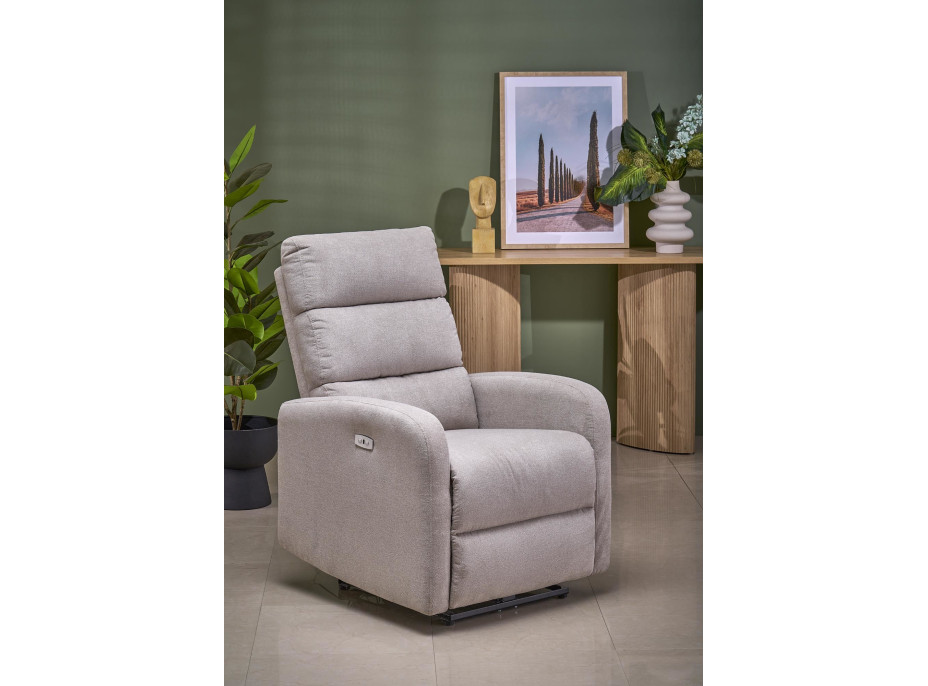 Elektrické polohovací křeslo CARINIO - čalouněné látkou - béžové