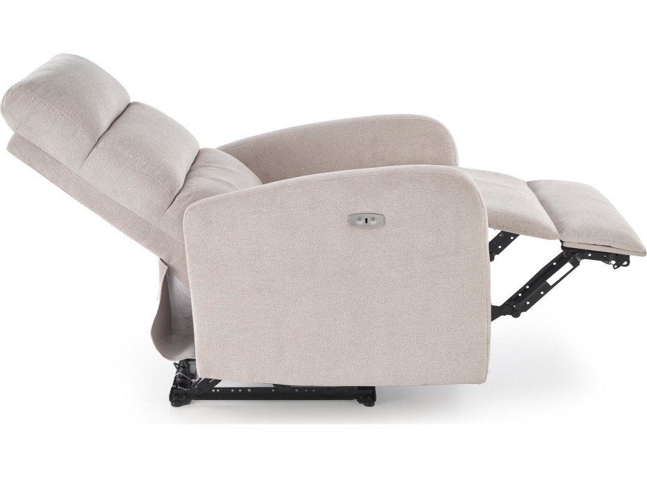 Elektrické polohovací křeslo CARINIO - čalouněné látkou - béžové