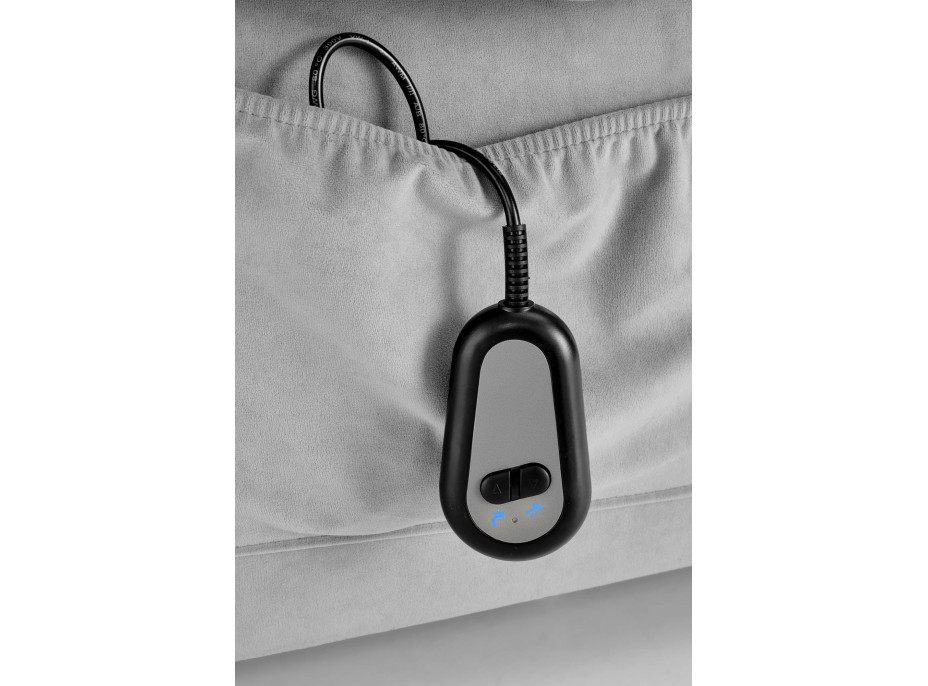 Elektrické polohovací křeslo HORTON - čalouněné látkou - popelavě šedé