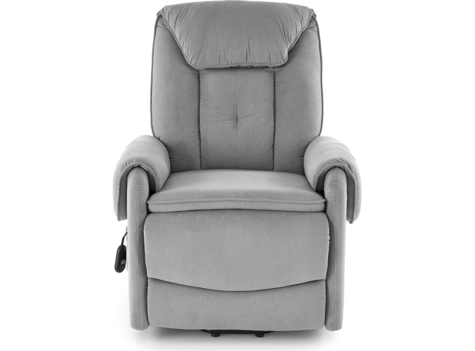 Elektrické polohovací křeslo HORTON - čalouněné látkou - popelavě šedé