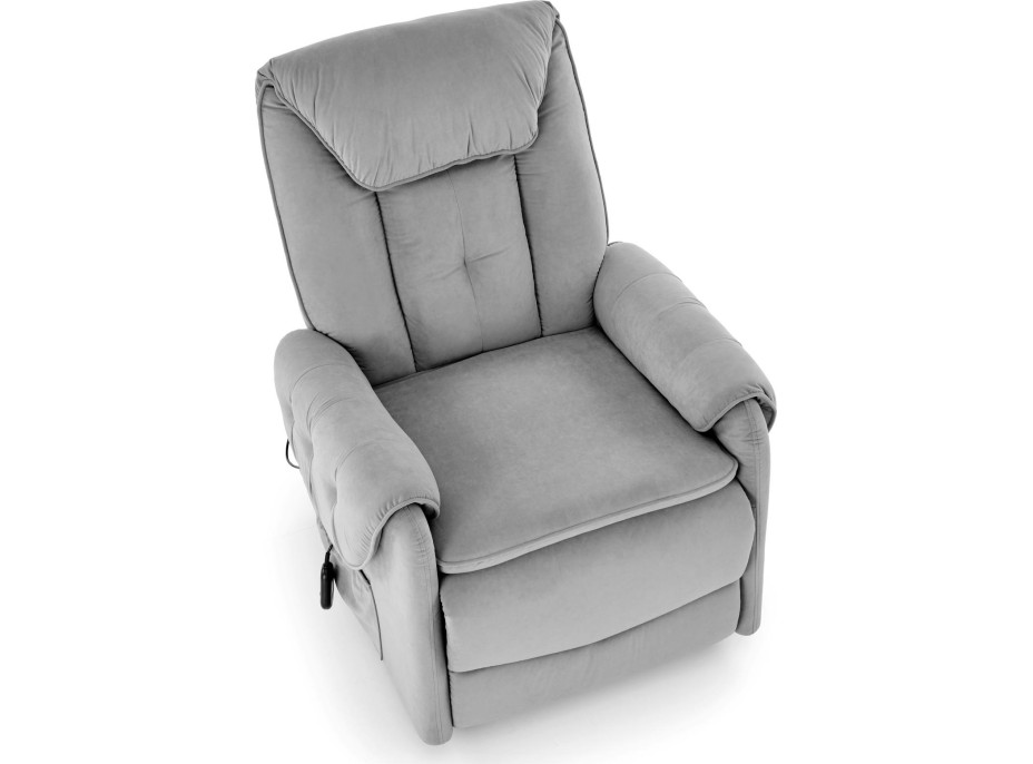 Elektrické polohovací křeslo HORTON - čalouněné látkou - popelavě šedé