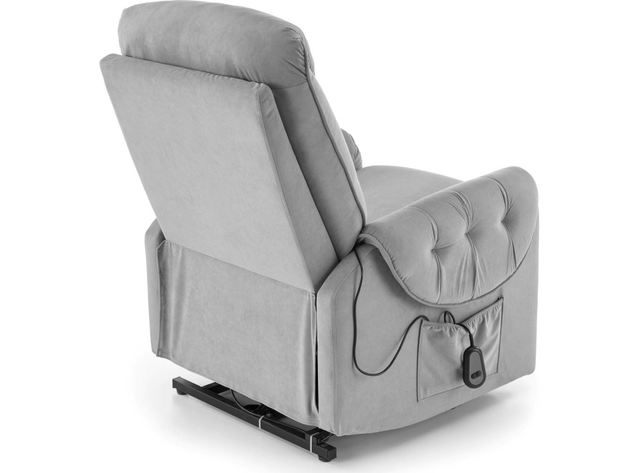 Elektrické polohovací křeslo HORTON - čalouněné látkou - popelavě šedé
