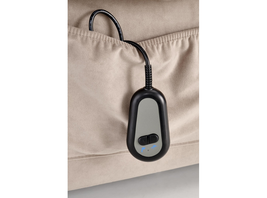 Elektrické polohovací křeslo HORTON - čalouněné látkou - béžové