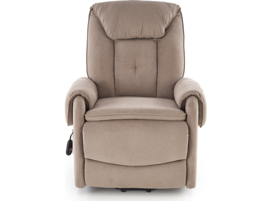 Elektrické polohovací křeslo HORTON - čalouněné látkou - béžové