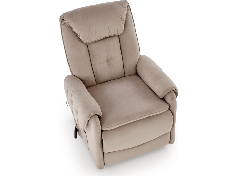 Elektrické polohovací křeslo HORTON - čalouněné látkou - béžové