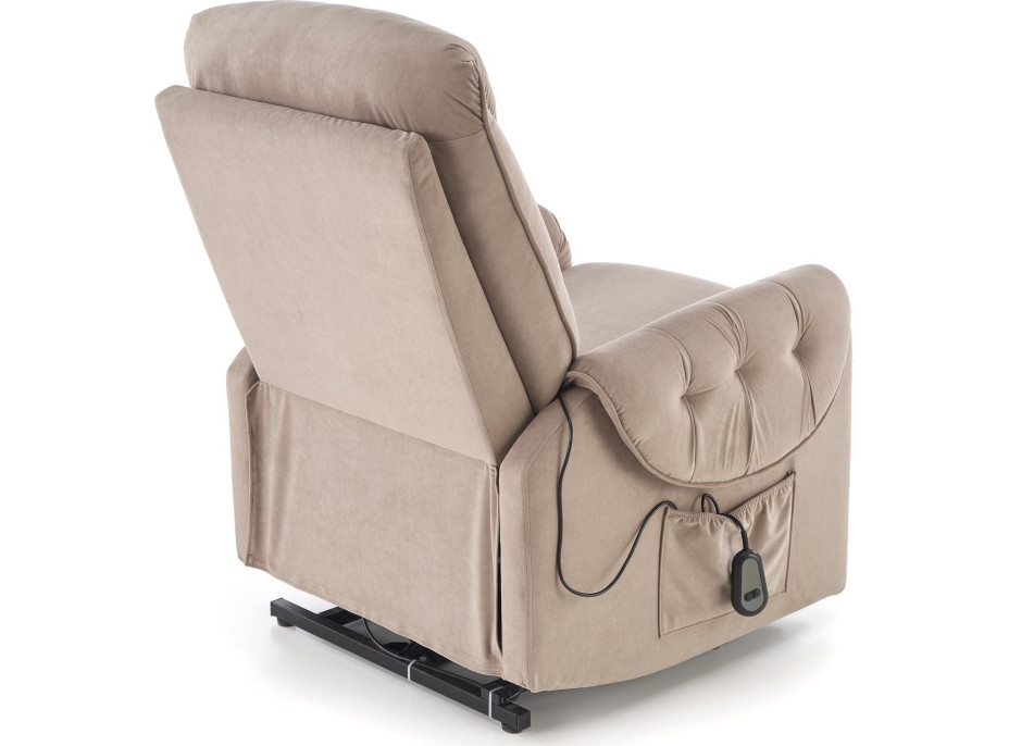 Elektrické polohovací křeslo HORTON - čalouněné látkou - béžové