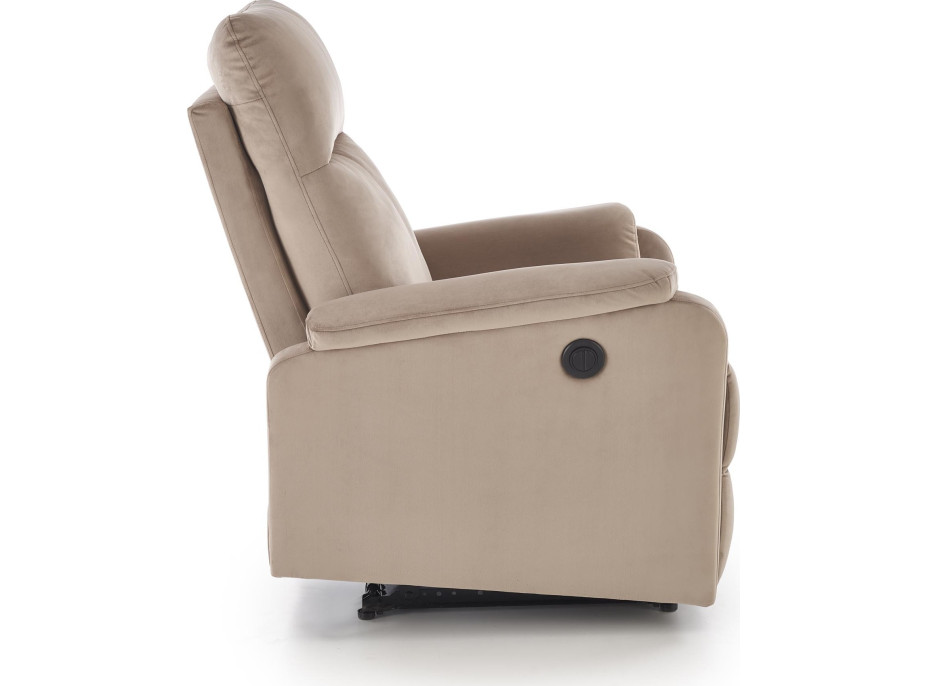 Elektrické polohovací křeslo CROCUS - čalouněné látkou - béžové