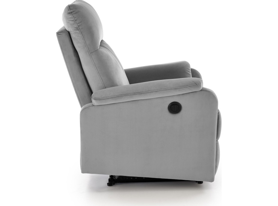 Elektrické polohovací křeslo CROCUS - čalouněné látkou - popelavě šedé