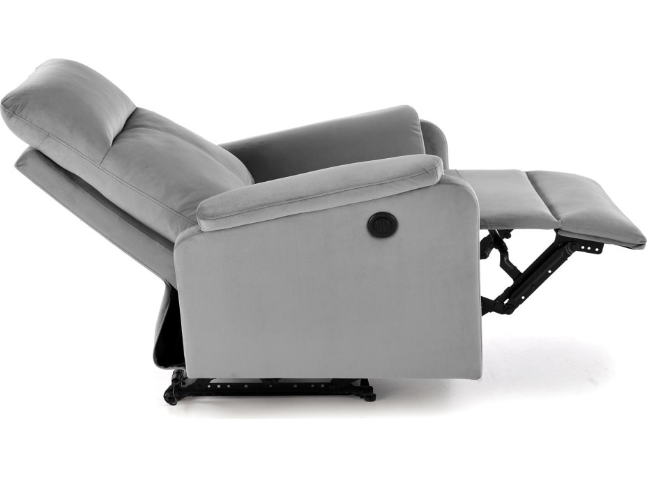 Elektrické polohovací křeslo CROCUS - čalouněné látkou - popelavě šedé