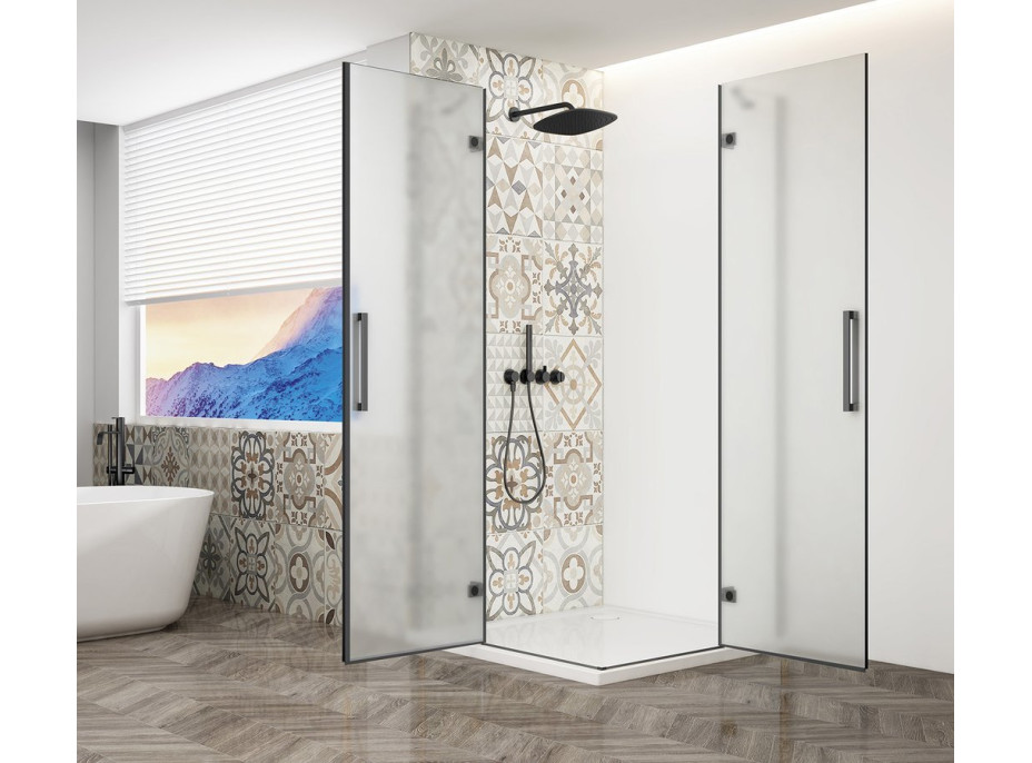 Gelco TRINITY BLACK čtvercový sprchový kout 1000x1000mm, rohový vstup, matné sklo GT2210-10M-B