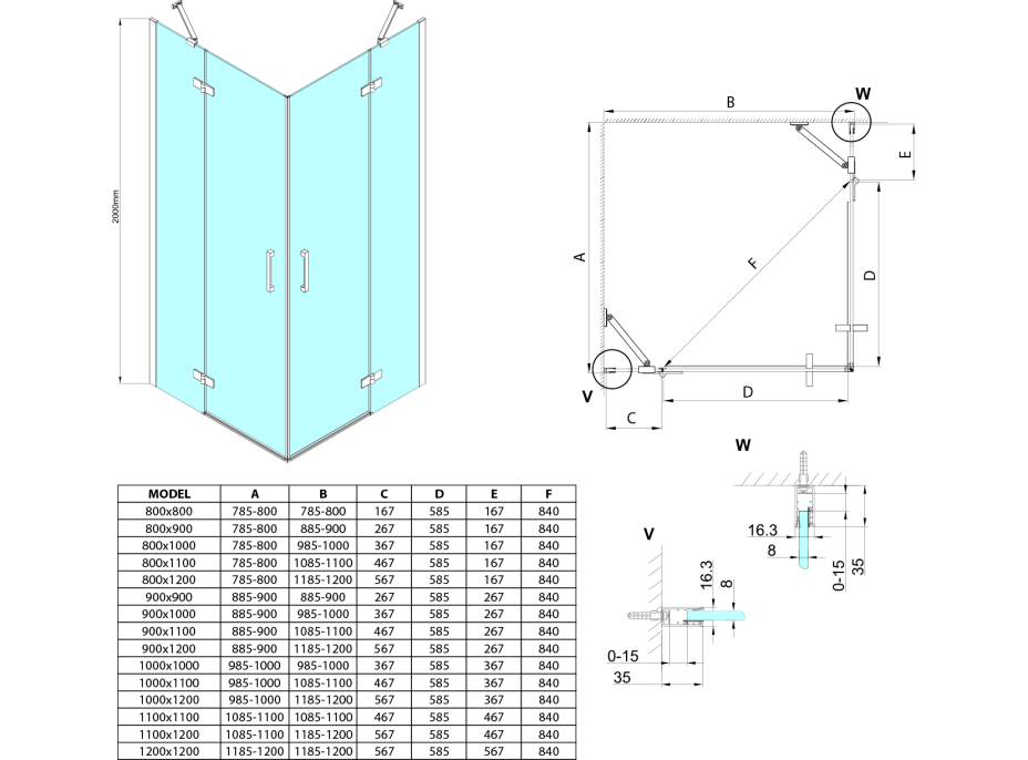 Gelco TRINITY CHROME obdélníkový sprchový kout 1200x800mm, rohový vstup, matné sklo GT2280-12M-CH
