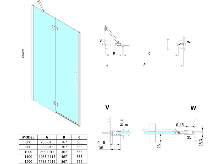 Gelco TRINITY GOLD MATT sprchové dveře do niky 1200mm, matné sklo, pravé GT1212MR-G