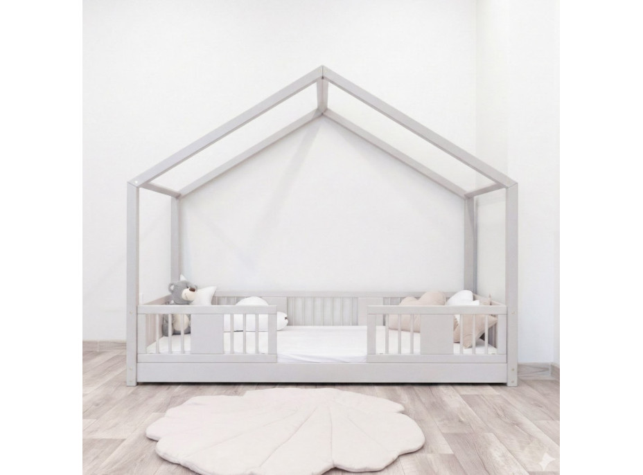 Dětská domečková Montessori postel z masivu borovice LUNA S - 200x90 cm