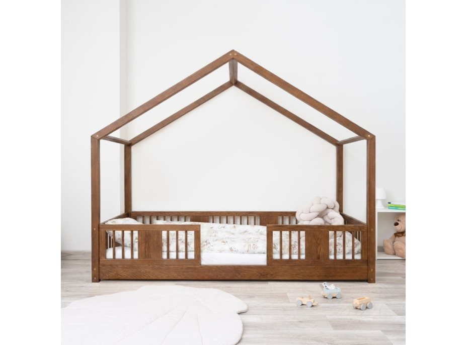 Dětská domečková Montessori postel z masivu borovice LUNA S - 200x90 cm