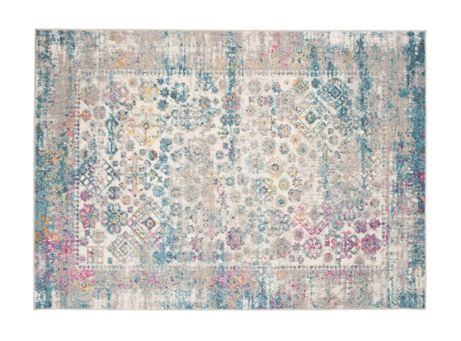 Kusový koberec AZUR vintage - šedý/růžový/modrý, 60x100 cm