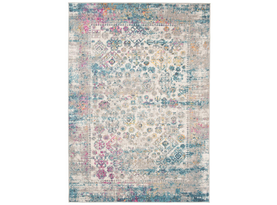 Kusový koberec AZUR vintage - šedý/růžový/modrý, 60x100 cm
