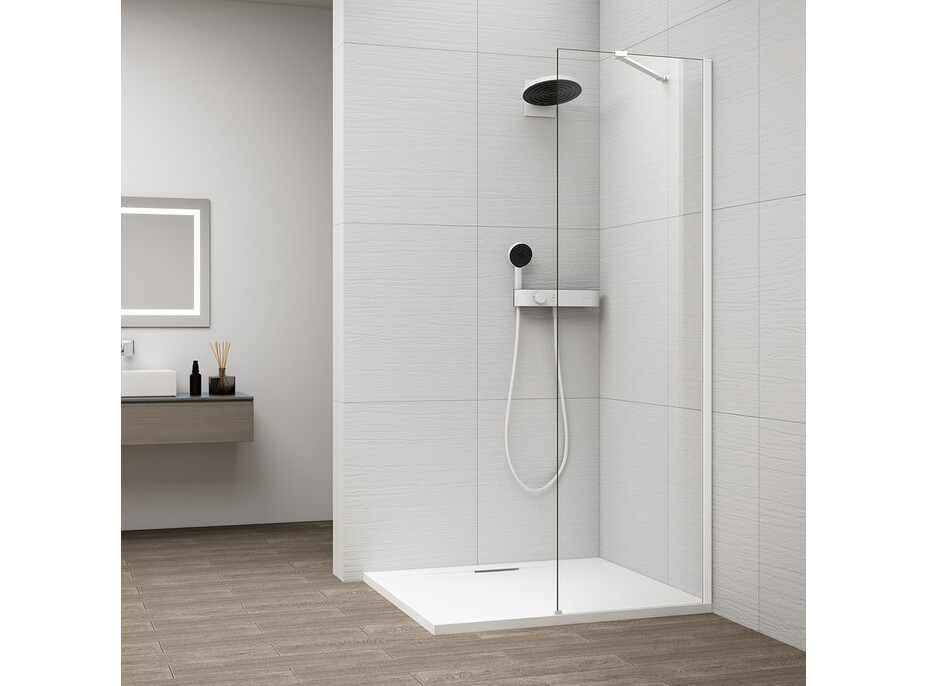 Polysan ESCA WHITE MATT jednodílná sprchová zástěna k instalaci ke stěně, sklo čiré, 600 mm ES1060-03