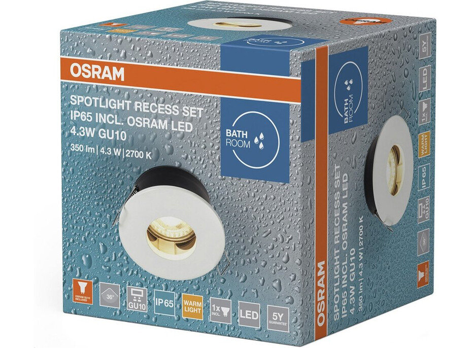 OSRAM Koupelnové podhledové svítidlo, ø 85mm, GU10OSRAM, 4, 3W, 230V, IP65, bílá AC3146902ZS