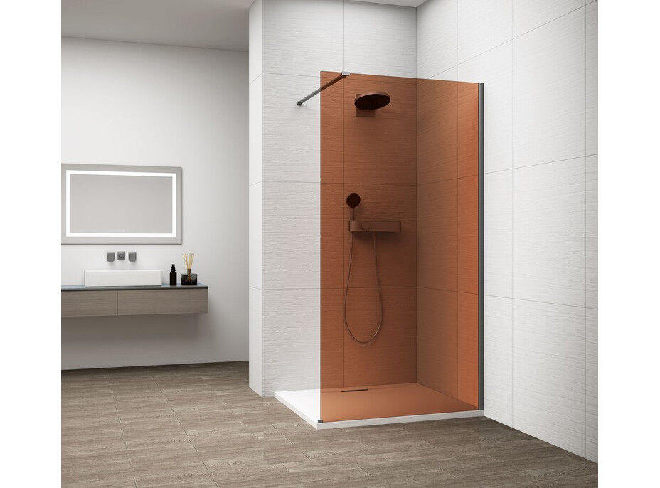 Polysan ESCA GUN METAL jednodílná sprchová zástěna k instalaci ke stěně, sklo Marron, 1400 mm ES1514-11
