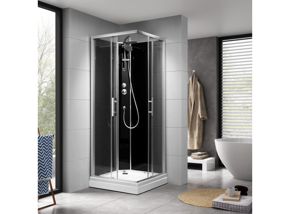 Aqualine GRANVIK čtvercový sprchový box 800x800x2180mm, čiré sklo GG80X80