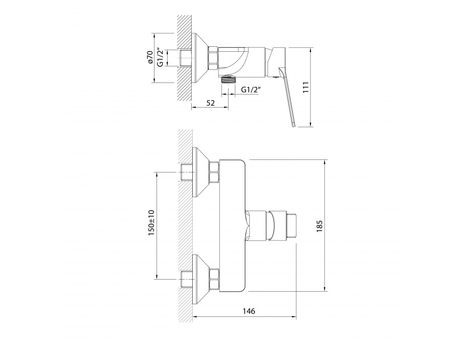 Aqualine SINTRA nástěnná sprchová baterie, černá mat SX011B