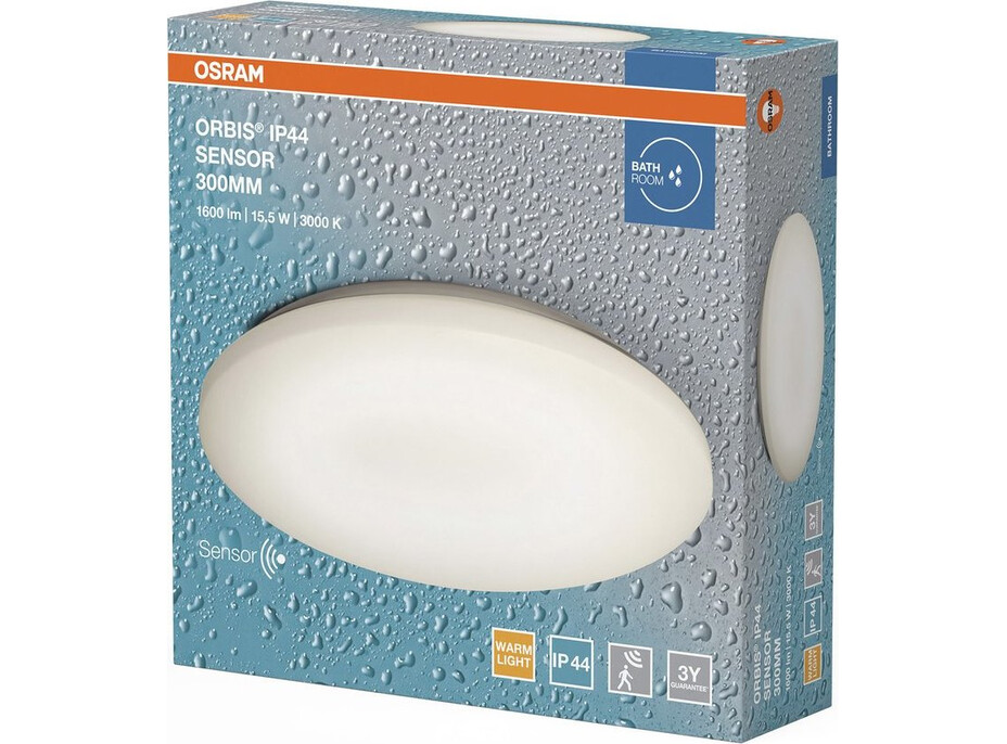 OSRAM ORBIS koupelnové stropní svítidlo, ø 300mm, senzor, OSRAM, 1600lm, 15, 5W, IP44 AC36060022M