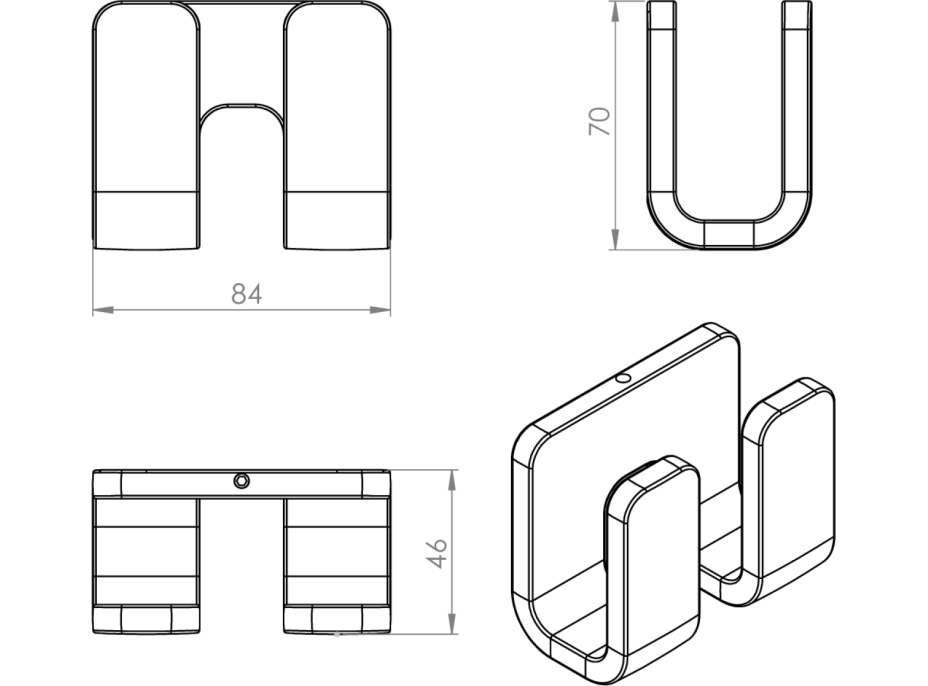 Gedy OUTLINE dvojitý háček, chrom 322813