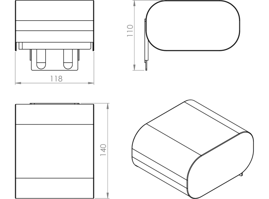 Gedy OUTLINE držák toaletního papíru s krytem, černá mat 322514