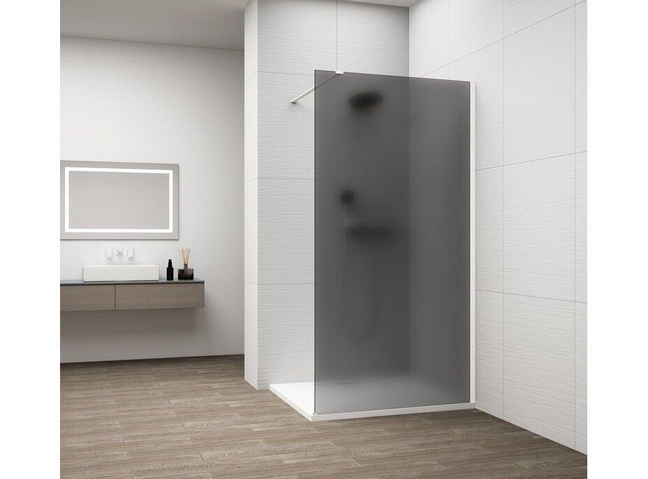 Polysan ESCA WHITE MATT jednodílná sprchová zástěna k instalaci ke stěně, kouřové matné sklo, 700 mm ES1470-03