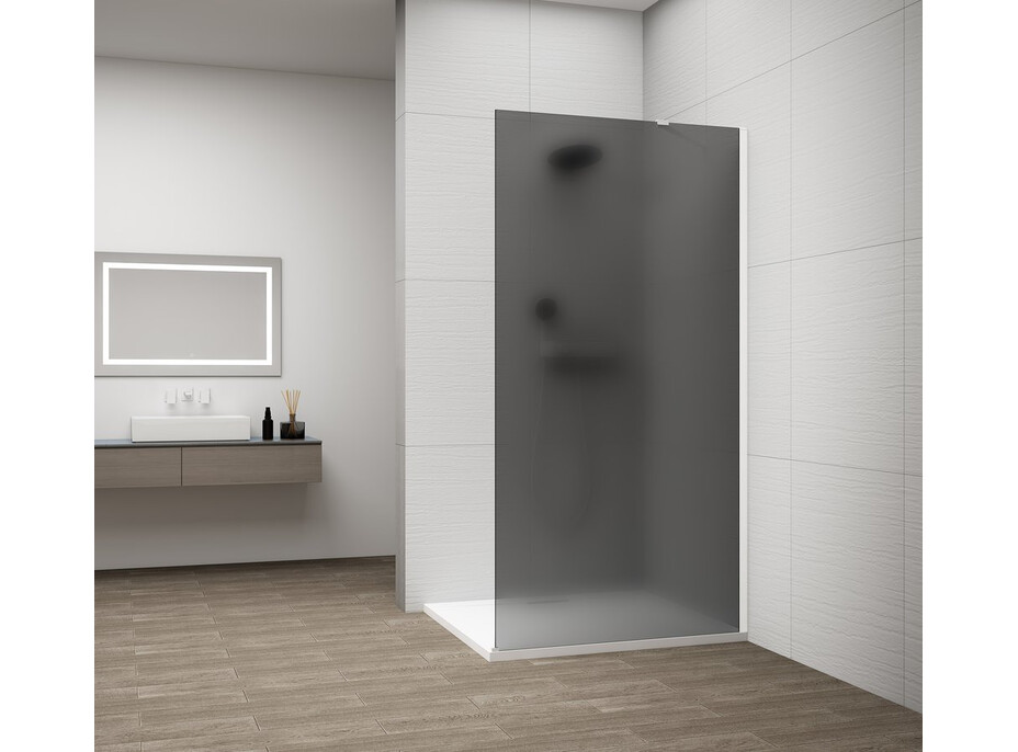 Polysan ESCA WHITE MATT jednodílná sprchová zástěna k instalaci ke stěně, kouřové matné sklo, 800 mm ES1480-03