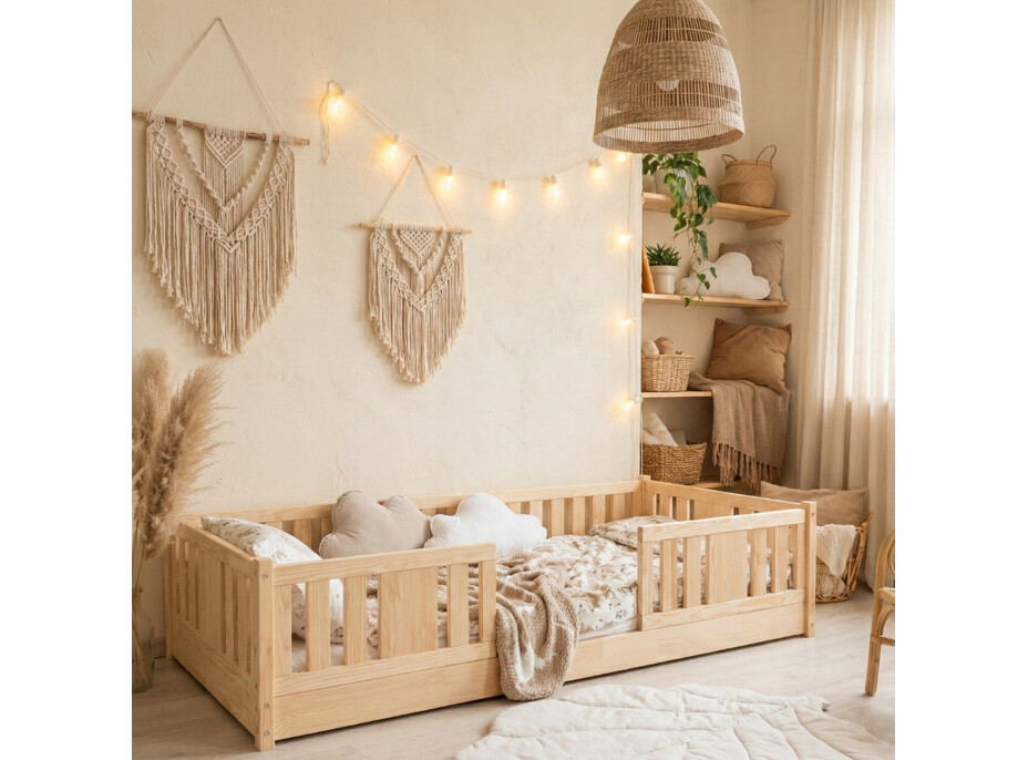 Dětská Montessori postel z masivu borovice NIKO - 160x80 cm