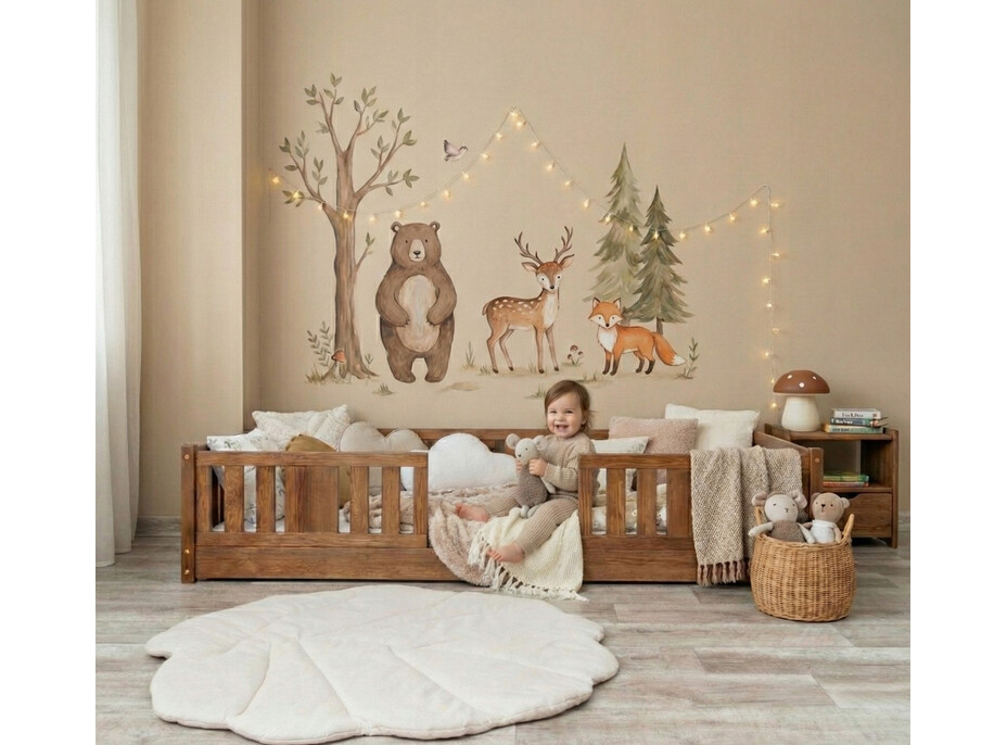 Dětská Montessori postel z masivu borovice NIKO - 160x80 cm