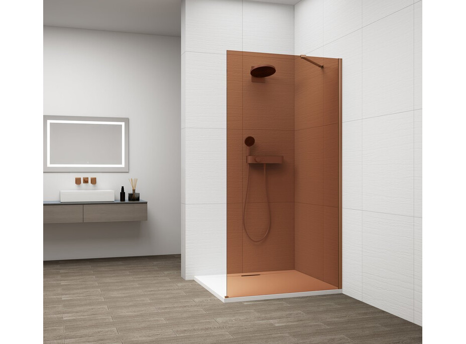 Polysan ESCA GUN METAL jednodílná sprchová zástěna k instalaci ke stěně, sklo Marron, 1200 mm ES1512-11