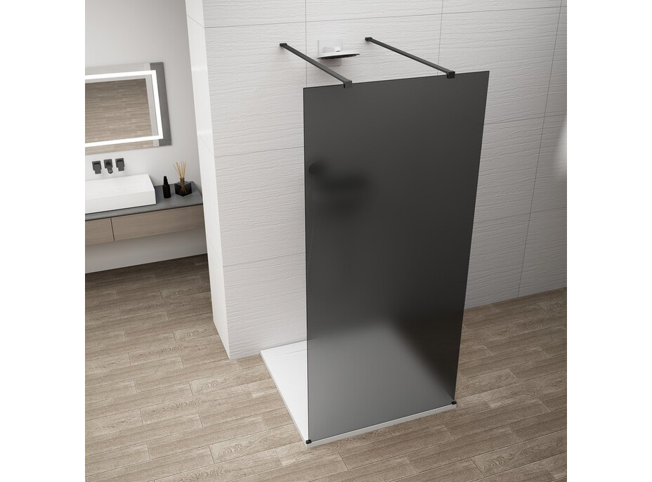 Polysan ESCA BLACK MATT jednodílná sprchová zástěna do prostoru, kouřové matné sklo, 1000 mm ES1410-06