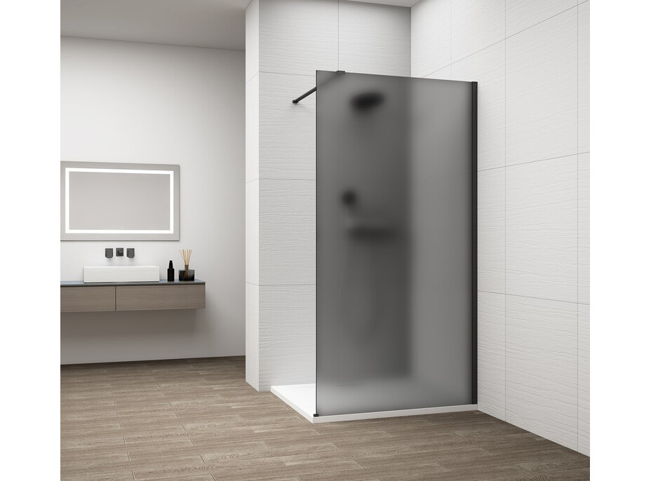 Polysan ESCA BLACK MATT jednodílná sprchová zástěna k instalaci ke stěně, kouřové matné sklo, 1500 mm ES1415-02