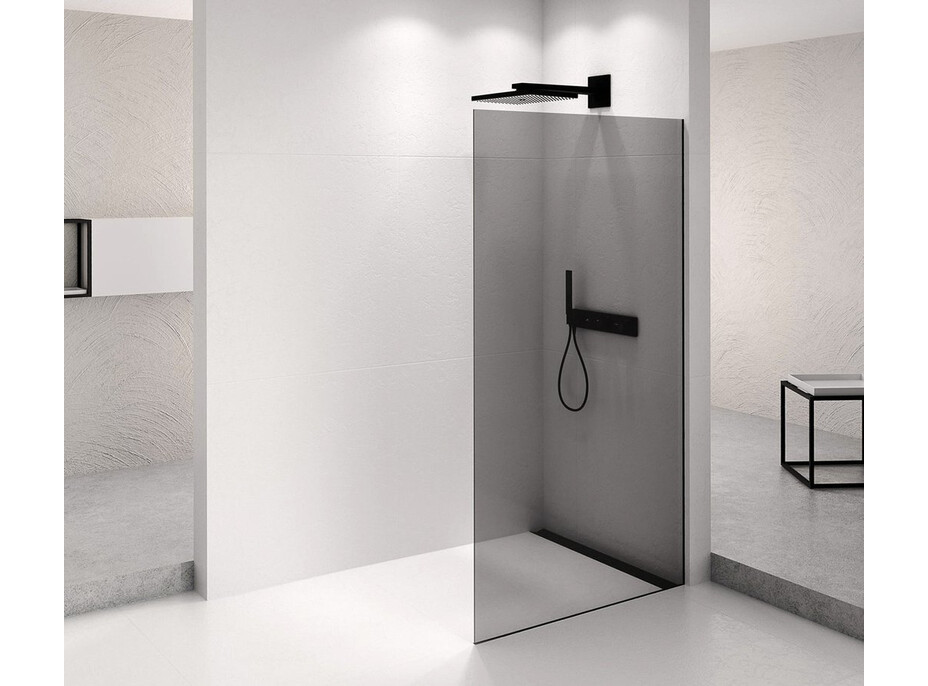 Polysan ARCHITEX BLACK MATT sprchová zástěna 1162mm, kouřové sklo AXB120SC