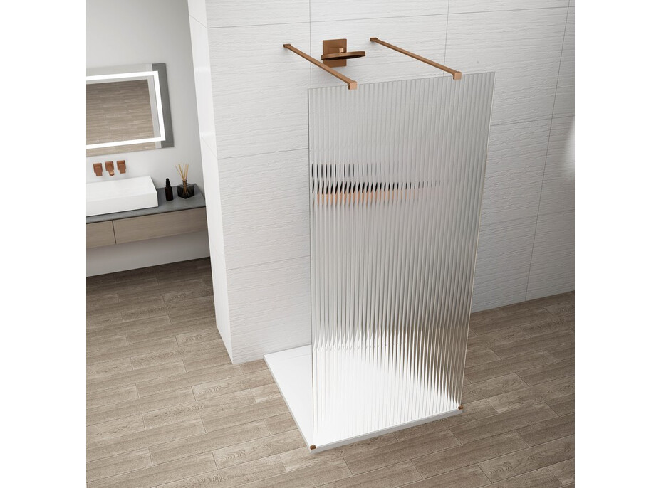 Polysan ESCA COPPER MATT jednodílná sprchová zástěna do prostoru, sklo Flute, 1500 mm ES1315-10