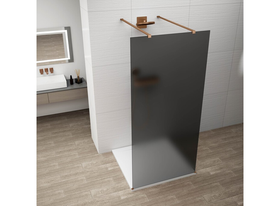 Polysan ESCA COPPER MATT jednodílná sprchová zástěna do prostoru, kouřové matné sklo, 1500 mm ES1415-10